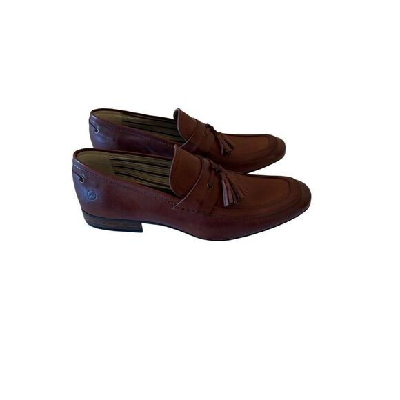 Bronx Mens Brown Leather Round Toe Slip On Tassel Loafers Shoes Size 44 - Picture 5 of 13